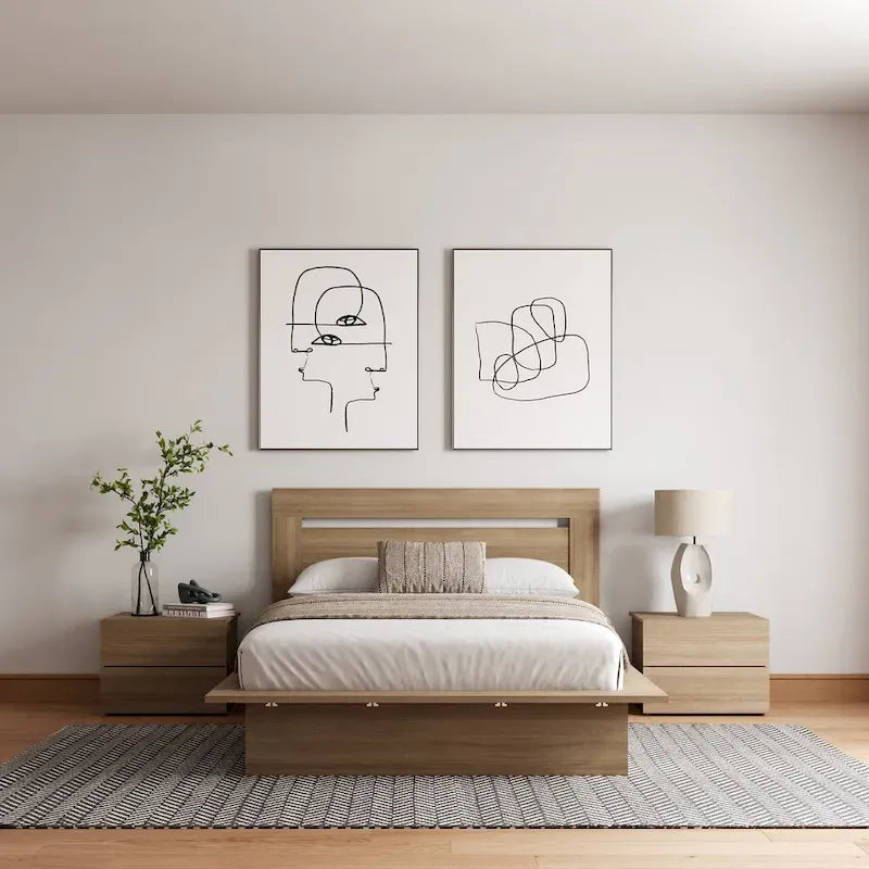 Set mobili camera da letto Malibu 4 pezzi con letto e comò