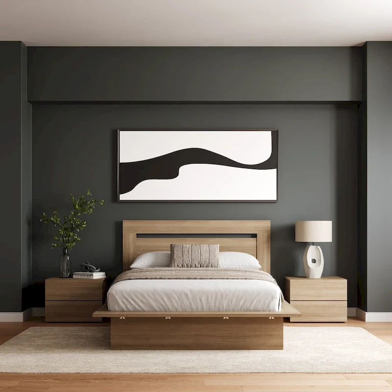 Set mobili camera da letto Malibu 4 pezzi con letto e comò