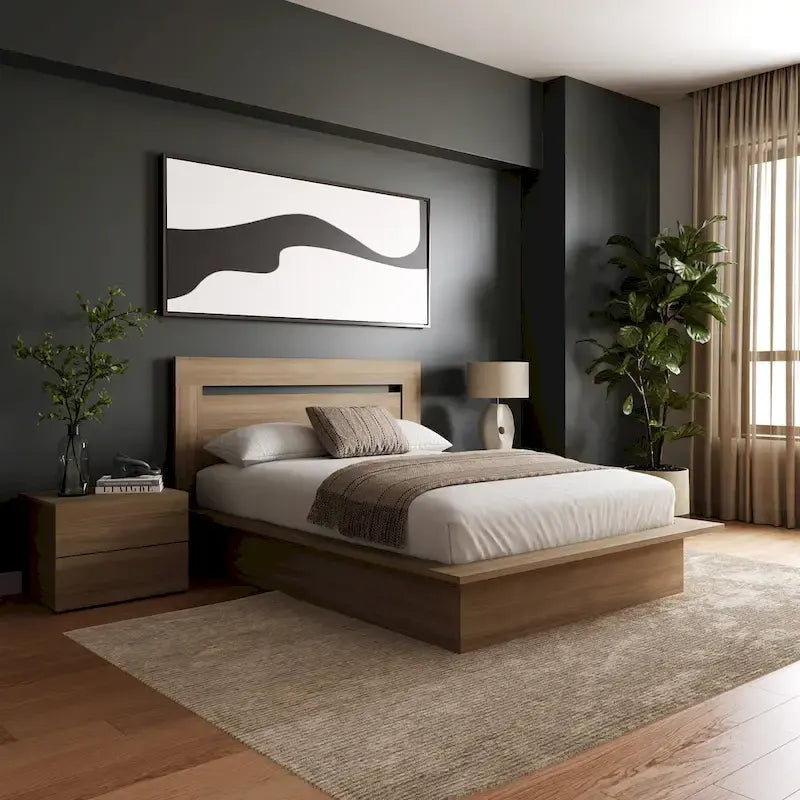 Set mobili camera da letto Malibu 4 pezzi con letto e comò
