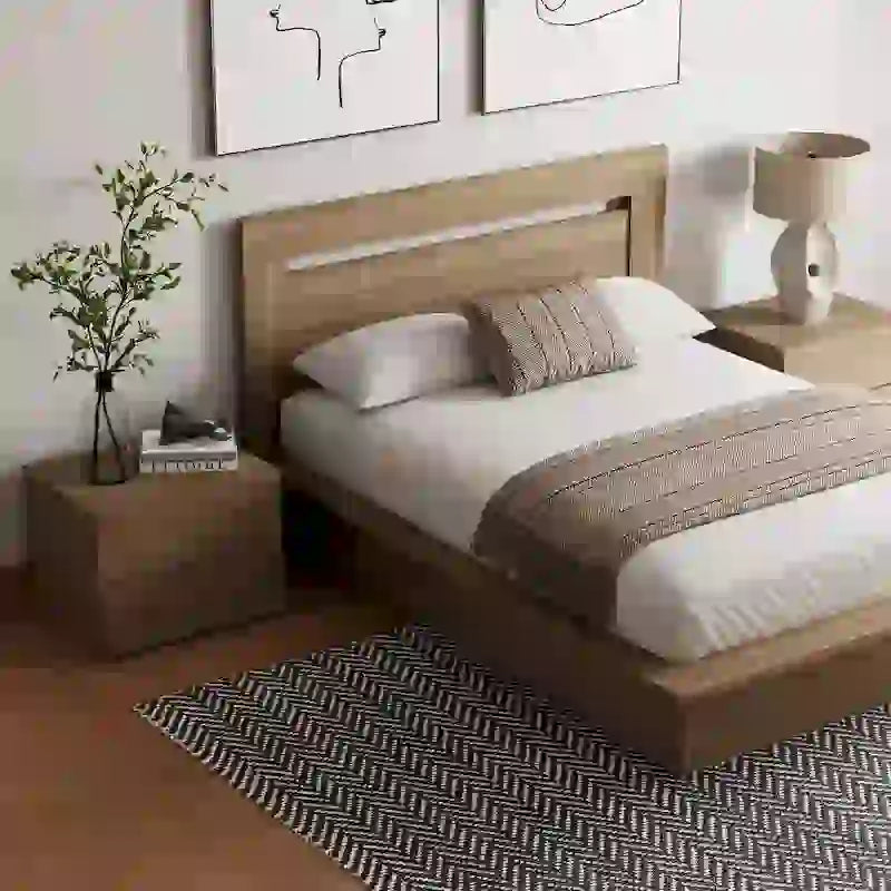 Set mobili camera da letto Malibu 4 pezzi con letto e comò