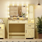 Makeup Vanity With LED Light and Charging Station