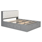 Letto a piattaforma con testiera contenitore, scarpiera e 4 cassetti