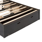 Letto a piattaforma con testiera contenitore, scarpiera e 4 cassetti