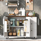 Isola Cucina da 138 cm Stile Rustico con Contenitore e Posti a Sedere