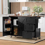 Isola Cucina da 138 cm Stile Rustico con Contenitore e Posti a Sedere