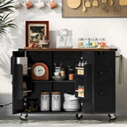 Isola Cucina da 138 cm Stile Rustico con Contenitore e Posti a Sedere
