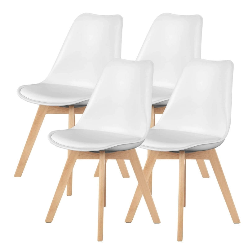 Set di 4 sedie da pranzo laterali in pelle PU con gambe in legno