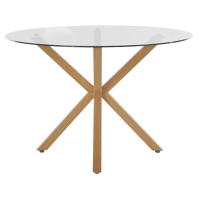 Tavolo da pranzo rotondo Jumi in vetro temperato con base in metallo