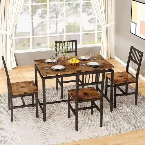 Set Tavolo da Pranzo e Sedie a 5 Pezzi, Set Tavolo da Pranzo Industriale Moderno, Dinette, Set da Pranzo Salvaspazio per Piccoli Ambienti, Pub