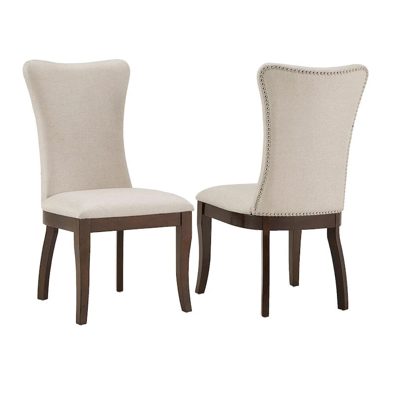 Sedie da pranzo imbottite Willa Fabric Wingback (set da 2)
