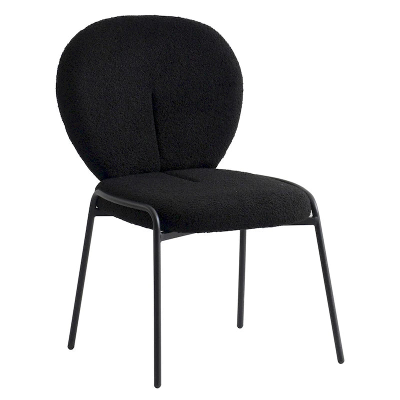 Sedia da pranzo Celestial Boucle con struttura in ferro nero