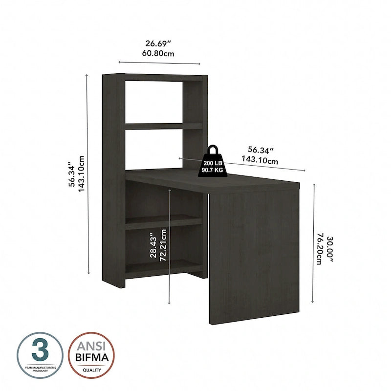 Scrivania libreria Echo da 56" con ripiani portaoggetti