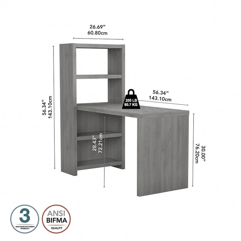 Scrivania libreria Echo da 56" con ripiani portaoggetti