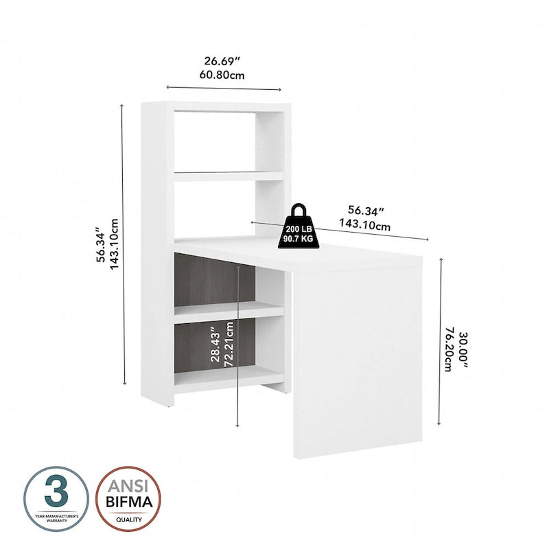 Scrivania libreria Echo da 56" con ripiani portaoggetti